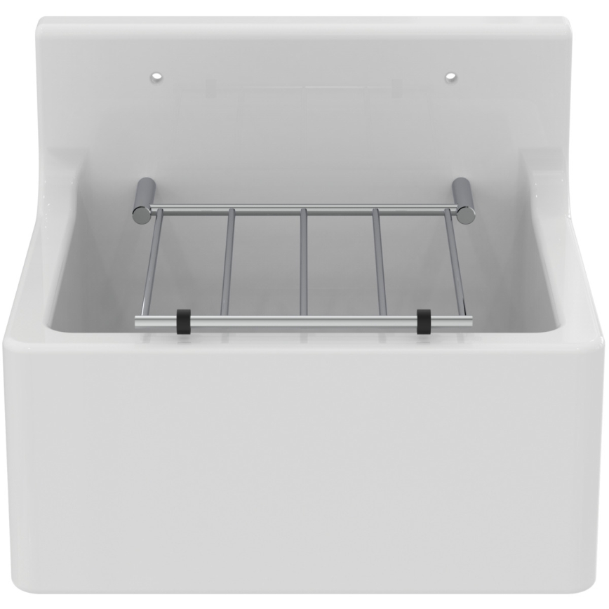 Ideal Standard S593901 - Wandhängendes Ausgussbecken mit Ablaufgitter DOURO 45,5x38 cm Keramik/weiß
