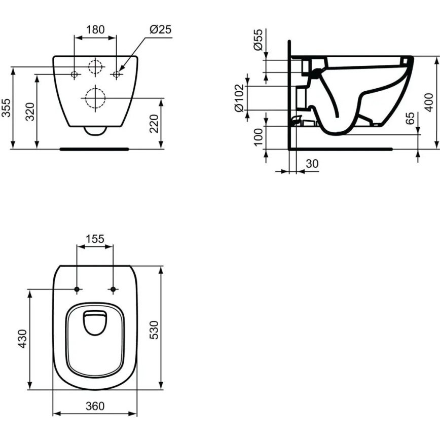 Ideal Standard T007801 - Wand-WC TESI, Keramik/weiß