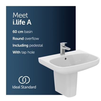 Ideal Standard T470501 - Wandwaschbecken I.LIFE A 60x48 cm Keramik/weiß