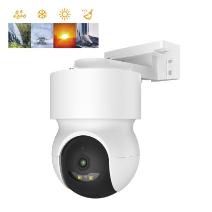 Intelligente Außenkamera mit Bewegungssensor, 2K-Auflösung, 12 V, IP65, Wi-Fi, Tuya, weiß