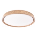 ILVI dimmbare LED-Deckenleuchte, 30 W, 230 V, 2700–6500 K, Ø 40 cm, Holzdekor, inkl. Fernbedienung