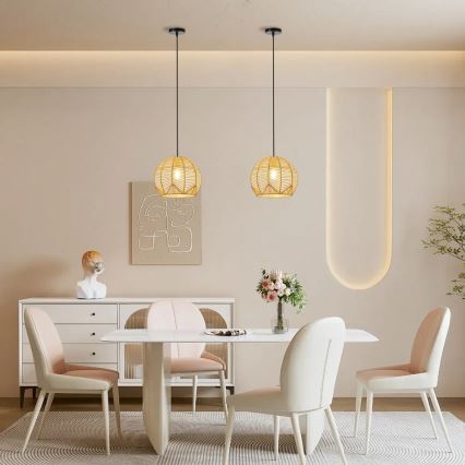 Hängeleuchte PELO 1xE27/40W/230V d 30 cm Rattan
