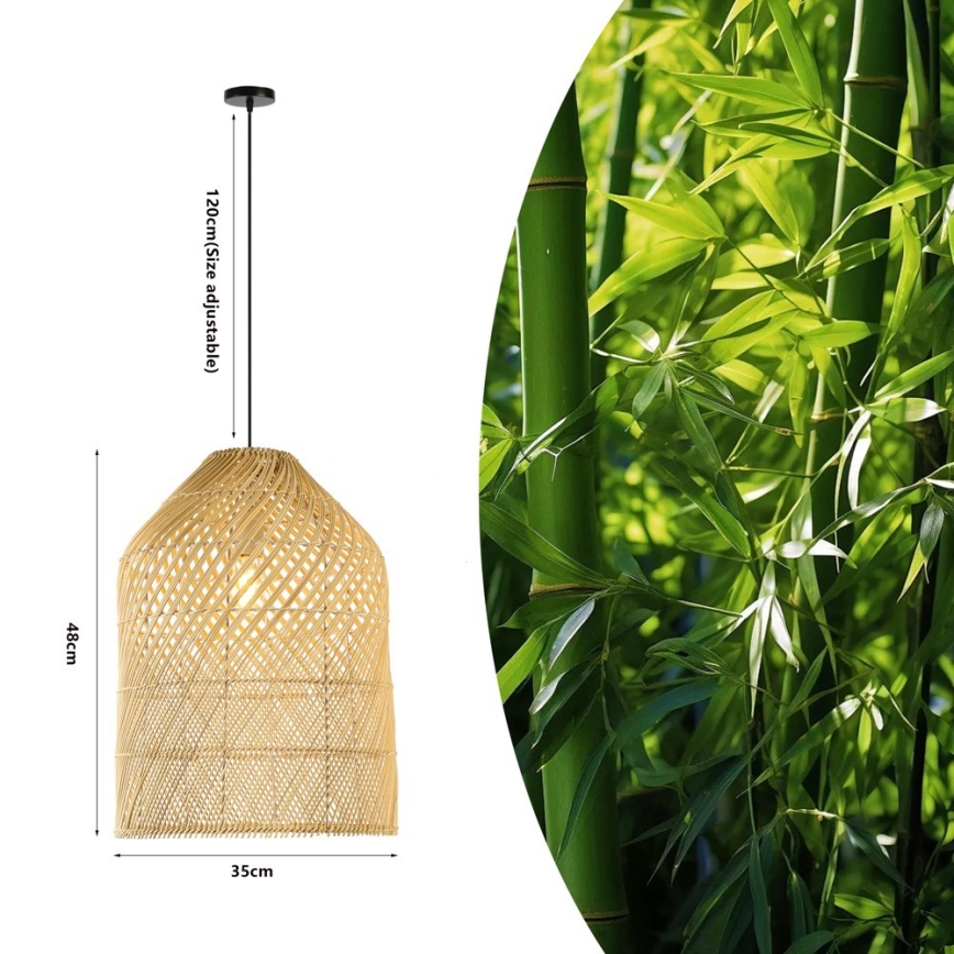 Hängeleuchte PELO 1xE27/40W/230V d 35 cm Rattan