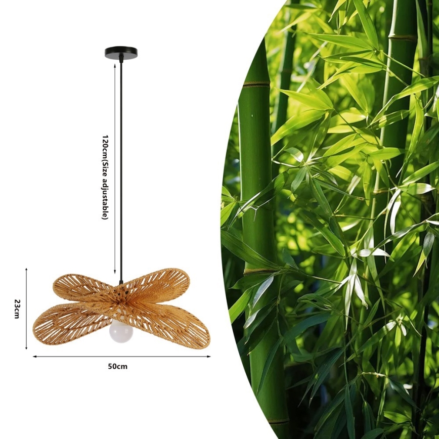 Hängeleuchte MARIPOSA 1xE27/40W/230V d 50 cm Jute