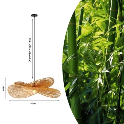 Hängeleuchte MARIPOSA 1xE27/40W/230V d 80 cm Jute