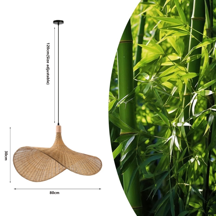 Immax 08290L - Hängeleuchte SOMBRERO 1xE27/40W/230V d 80 cm Rattan