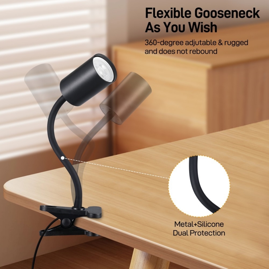Flexibel verstellbare Klemmleuchte PUNTO 1xGU10/9W/230V schwarz