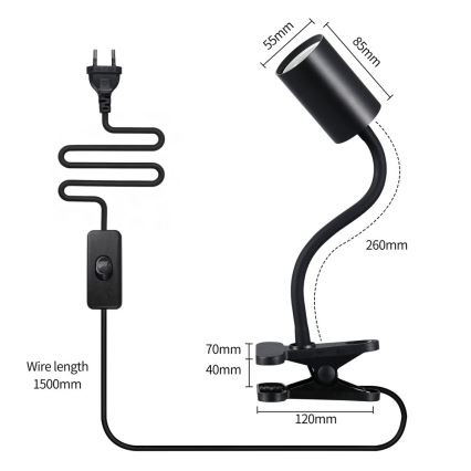 Flexibel verstellbare Klemmleuchte PUNTO 1xGU10/9W/230V schwarz