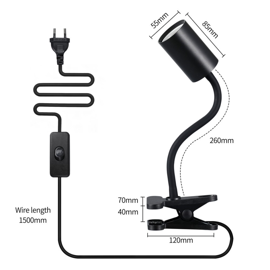Flexibel verstellbare Klemmleuchte PUNTO 1xGU10/9W/230V schwarz