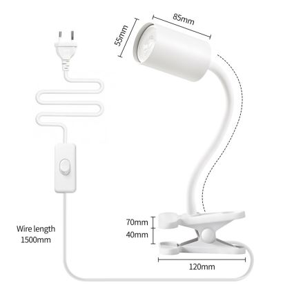 Flexible Klemmleuchte PUNTO 1xGU10/9W/230V weiß