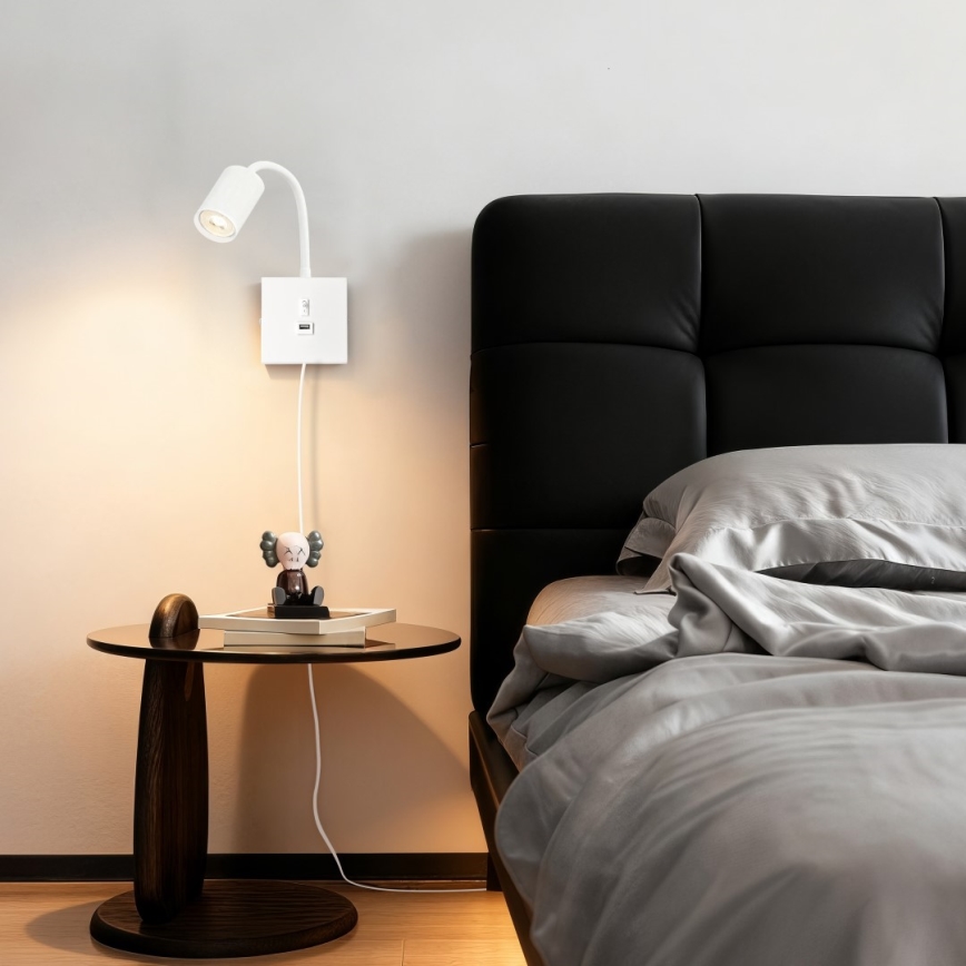 Wandleuchte PUNTO mit USB 1xGU10/9W/230V weiß