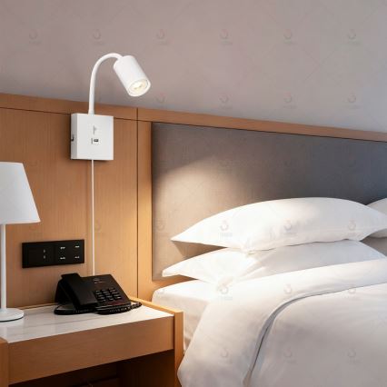 Wandleuchte PUNTO mit USB 1xGU10/9W/230V weiß