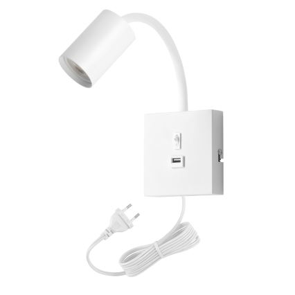 Wandleuchte PUNTO mit USB 1xGU10/9W/230V weiß