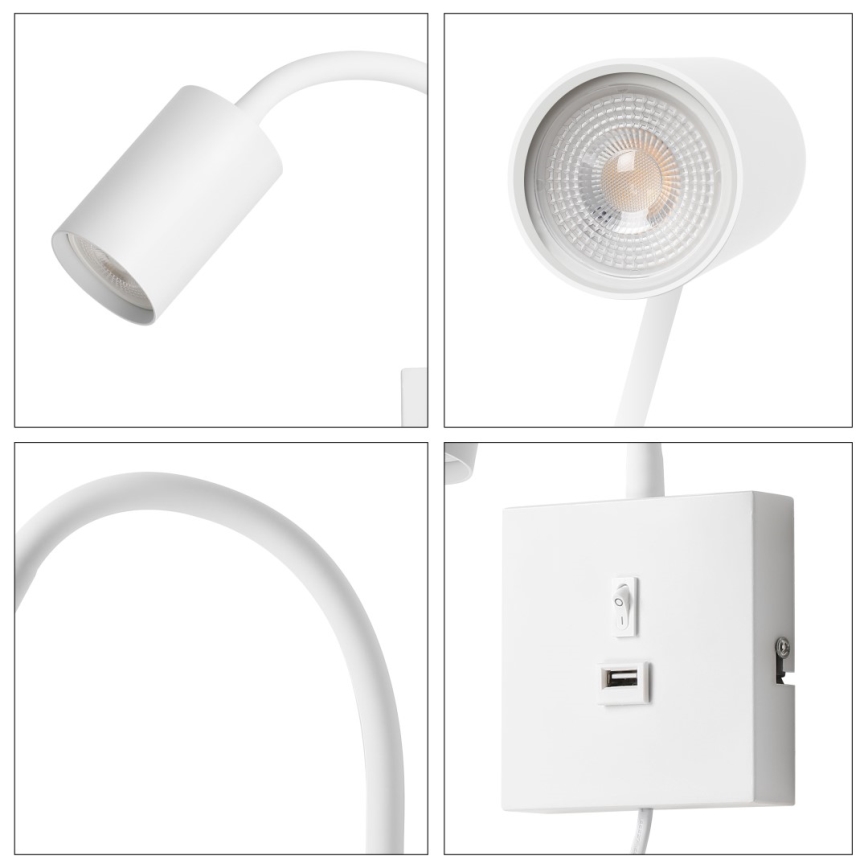 Wandleuchte PUNTO mit USB 1xGU10/9W/230V weiß