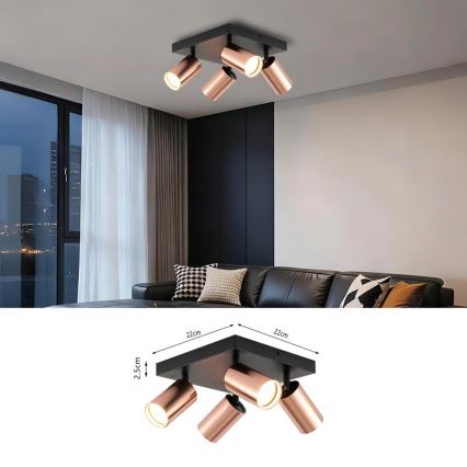 Deckenspot PUNTO 4xGU10/9W/230V Roségold