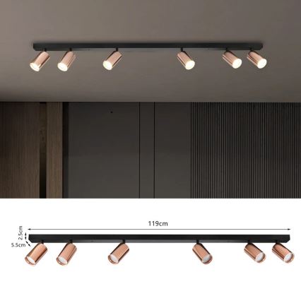 Deckenstrahler PUNTO 6xGU10/9W/230V Roségold
