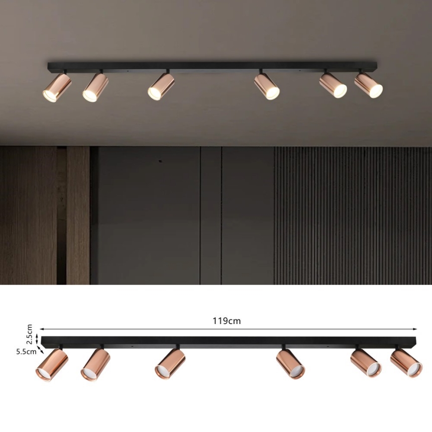 Deckenstrahler PUNTO 6xGU10/9W/230V Roségold