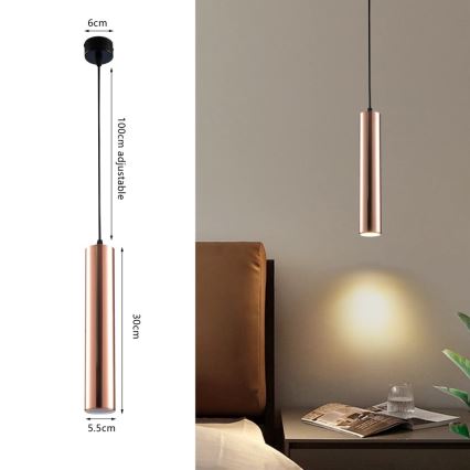 Pendelleuchte PUNTO mit Kabelaufhängung 1xGU10/9W/230V Roségold