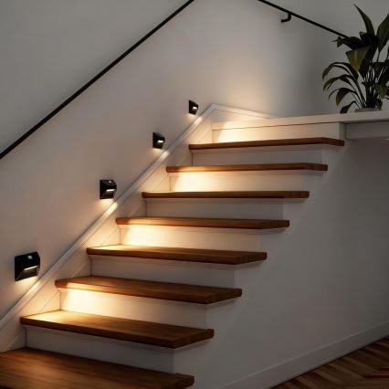 Immax 08307L - Wiederaufladbare LED-Treppenleuchte mit Sensor STEP LIGHT LED/0,3W/3,7V 2200 mAh IP53 schwarz