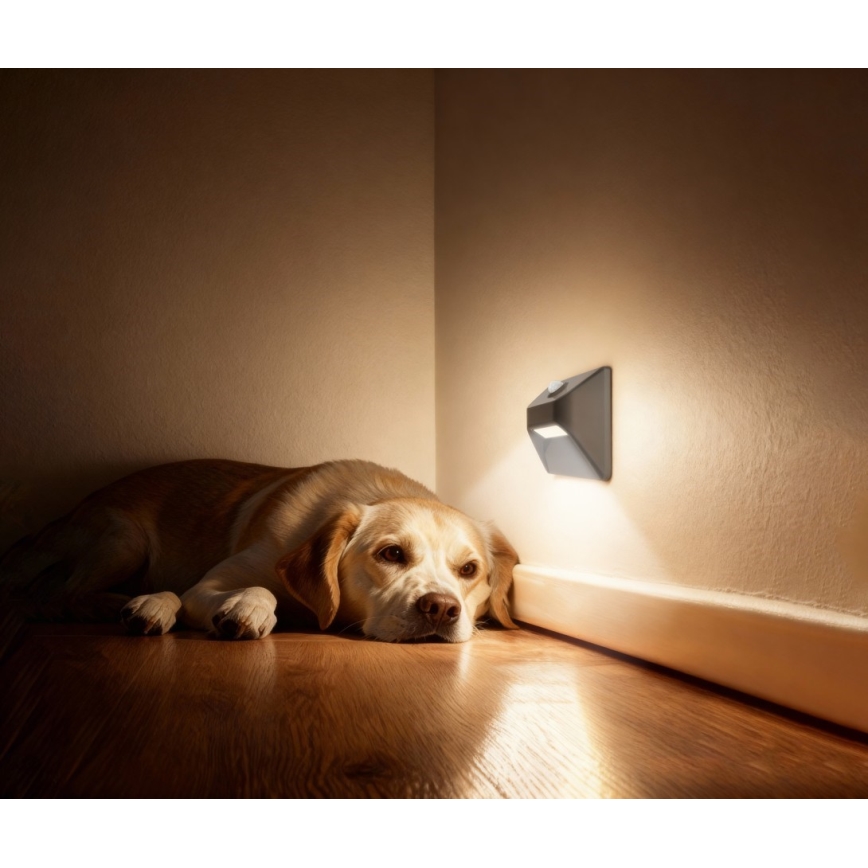 Immax 08309L - Wiederaufladbare LED-Treppenleuchte mit Sensor STEP LIGHT LED/0,3W/3,7V 2200 mAh IP53 grau