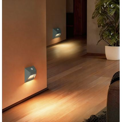 Immax 08309L - Wiederaufladbare LED-Treppenleuchte mit Sensor STEP LIGHT LED/0,3W/3,7V 2200 mAh IP53 grau