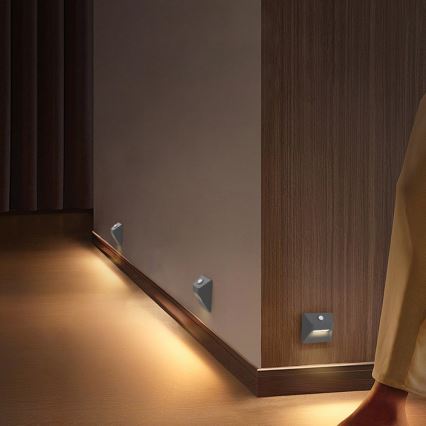 Immax 08309L - Wiederaufladbare LED-Treppenleuchte mit Sensor STEP LIGHT LED/0,3W/3,7V 2200 mAh IP53 grau