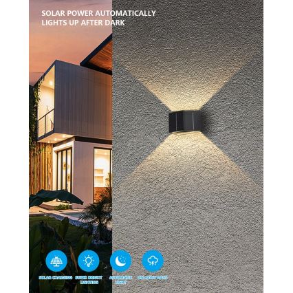 LED-Solarwandleuchte mit Sensor LED/2W/5V IP54 1300 mAh