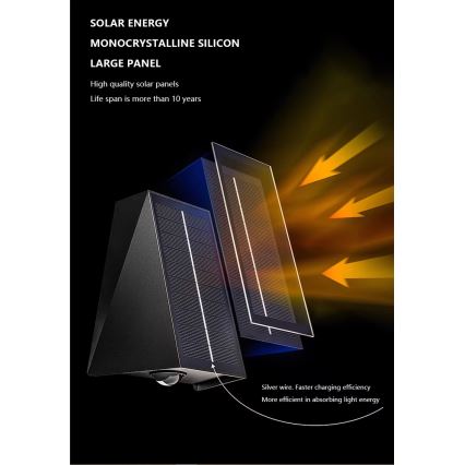 LED-Solarwandleuchte mit Sensor LED/2W/5V IP54 1300 mAh