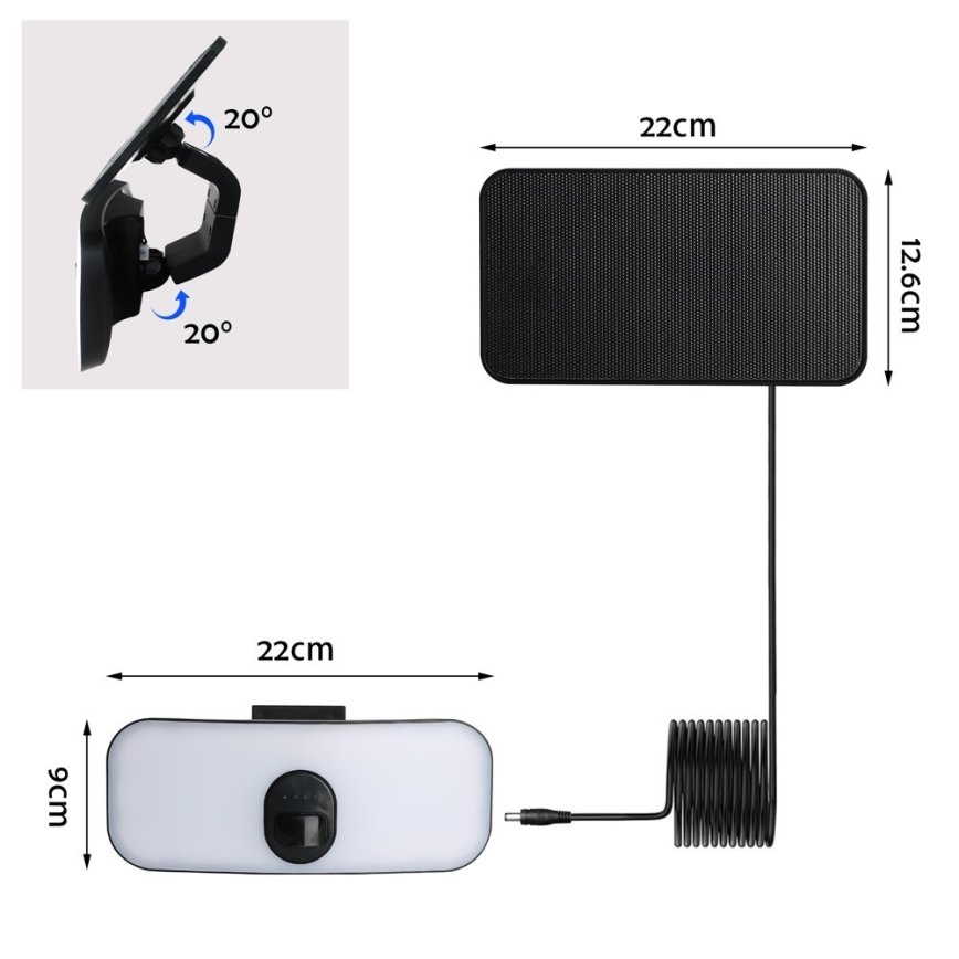 LED-Solarwandleuchte mit Sensor LED/13W/3,7V 4000K IP65