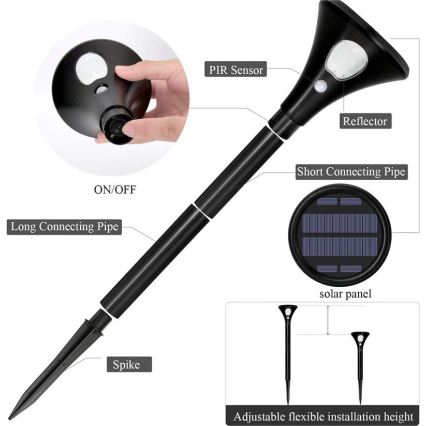 LED-Solarleuchte mit Sensor LED/1W/3,7V 6000K IP65 1500 mAh