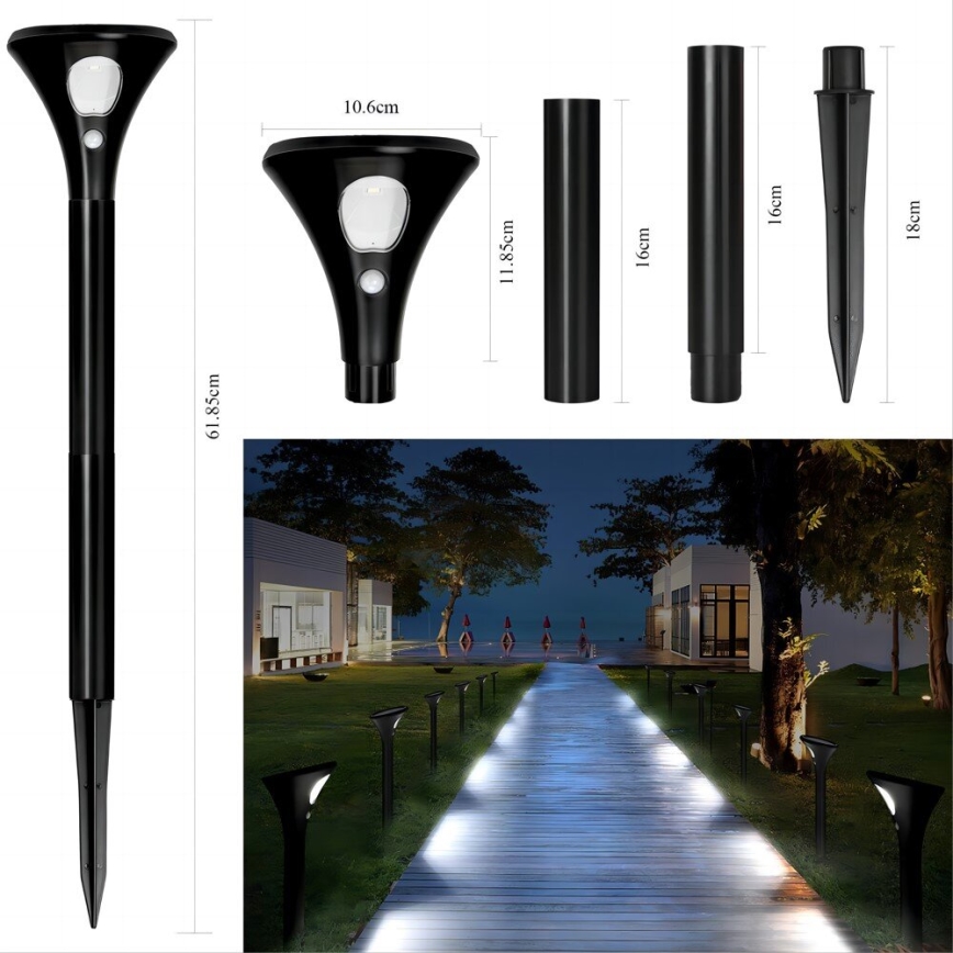 LED-Solarleuchte mit Sensor LED/1W/3,7V 6000K IP65 1500 mAh