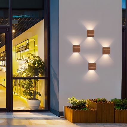 LED-Außenwandleuchte LUXLINE 6W/230V 3000K IP54, Nussbaum