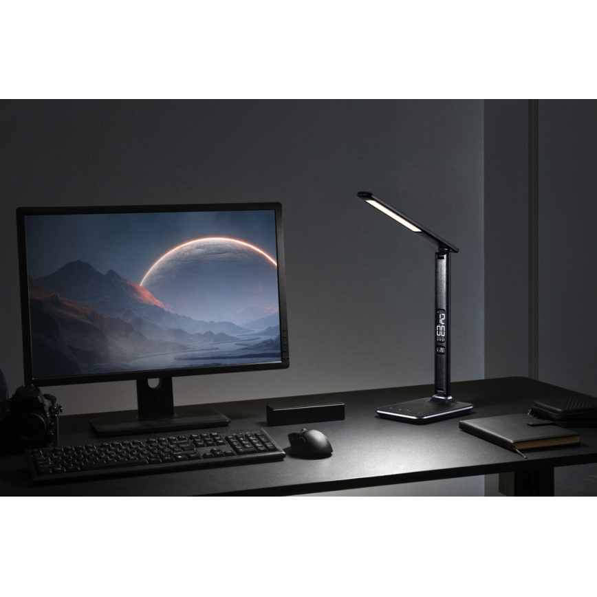 LED Tischlampe mit Anzeige LED/9W/230V/12V schwarz
