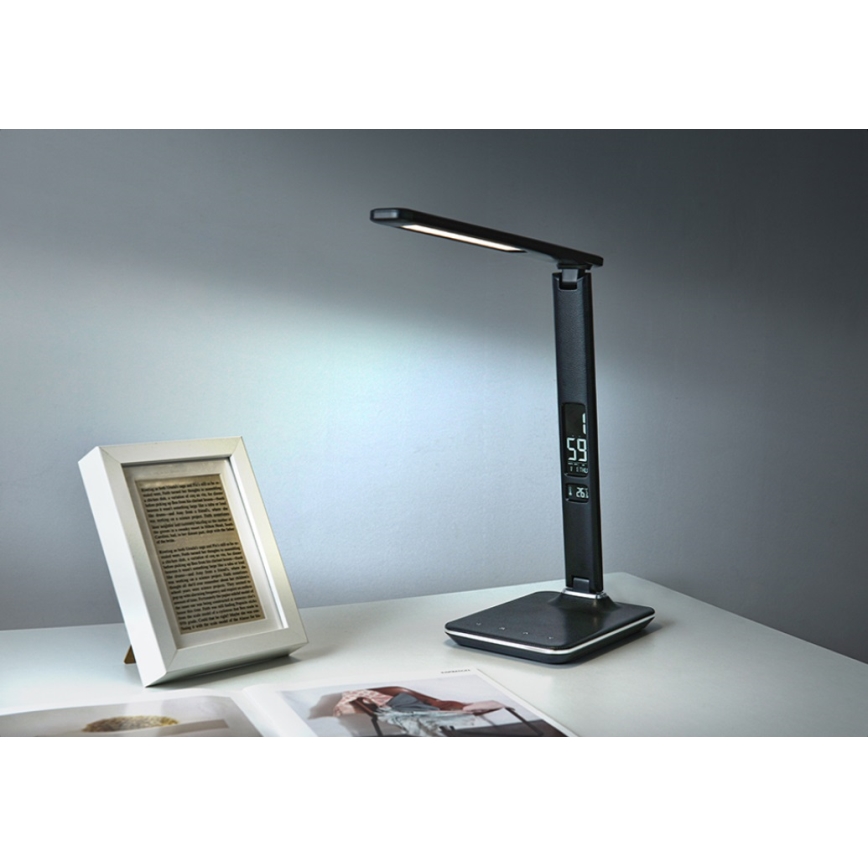 LED Tischlampe mit Anzeige LED/9W/230V/12V schwarz