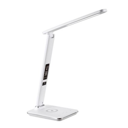 Dimmbare LED-Tischleuchte mit kabelloser QI- und USB-Ladung KINGFISHER LED/8,5W/230V weiß