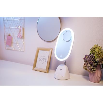 LED dimmbares Kosmetikspiegel mit kabelloser Ladefunktion LED/18W/230V