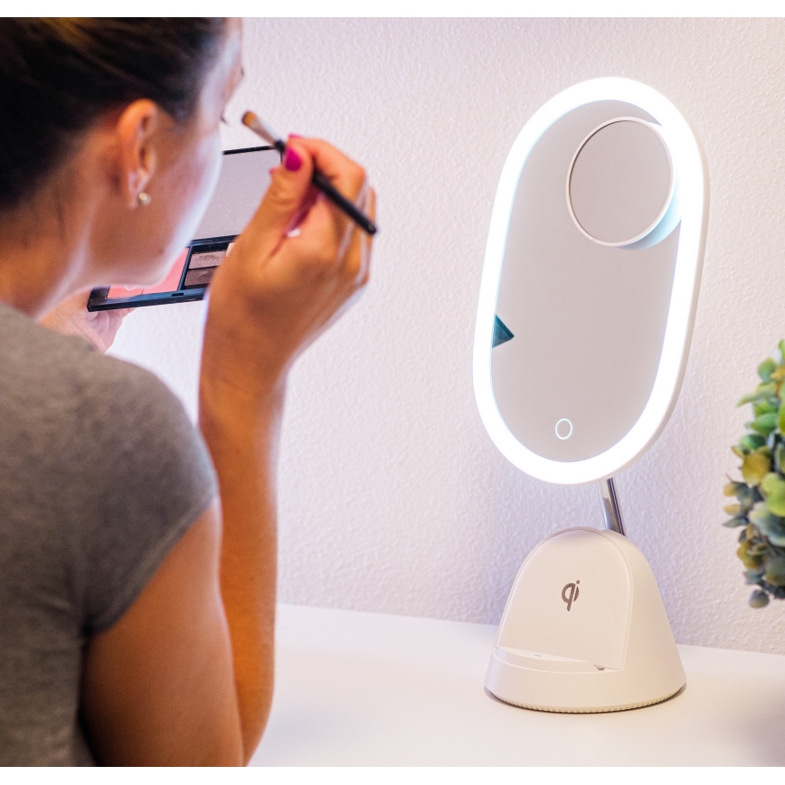 LED dimmbares Kosmetikspiegel mit kabelloser Ladefunktion LED/18W/230V