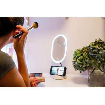 LED dimmbares Kosmetikspiegel mit kabelloser Ladefunktion LED/18W/230V