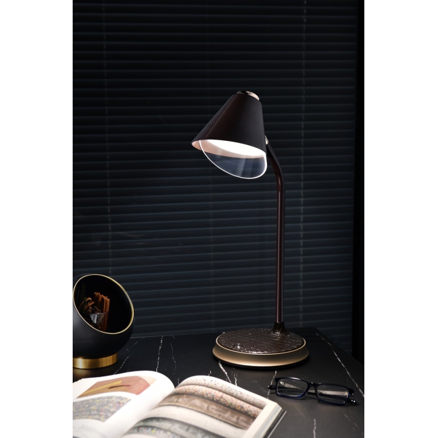 Dimmbare LED-Tischleuchte mit kabelloser Aufladung FINCH LED/9W/12/230V braun/golden