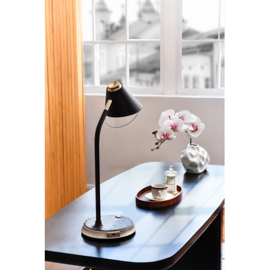 Dimmbare LED-Tischleuchte mit kabelloser Aufladung FINCH LED/9W/12/230V grau/glänzendes Chrom