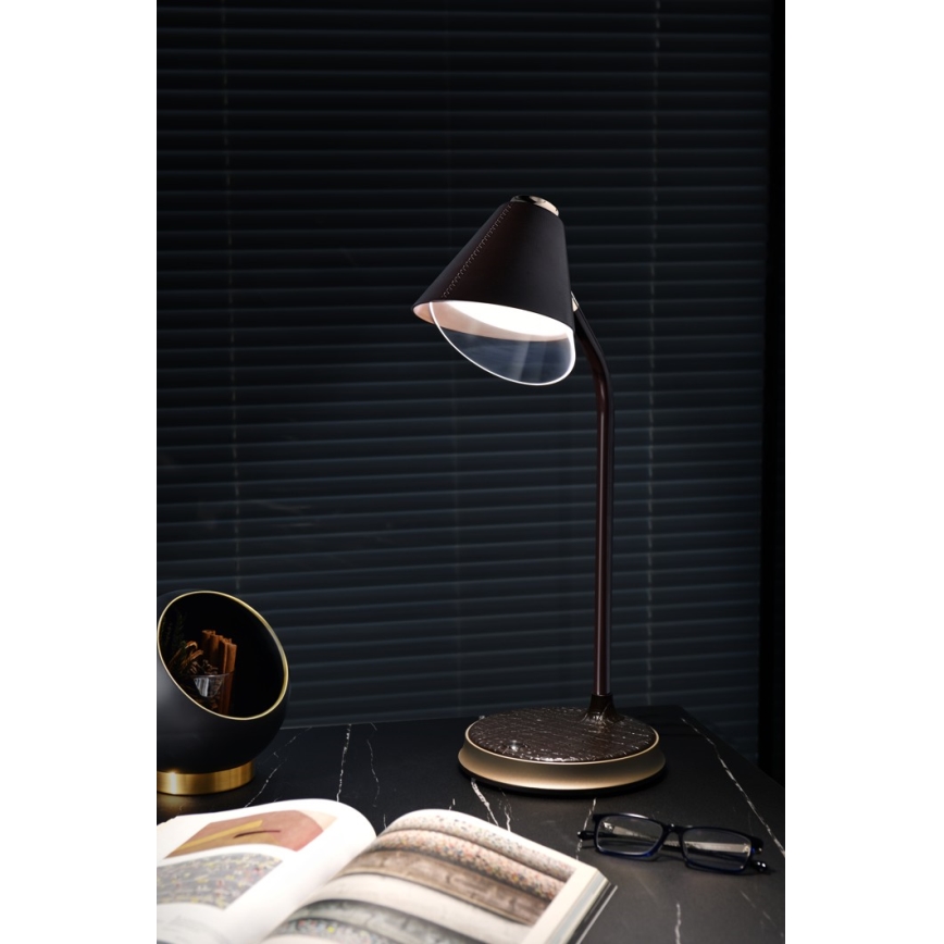 Dimmbare LED-Tischleuchte mit kabelloser Aufladung FINCH LED/9W/12/230V grau/glänzendes Chrom