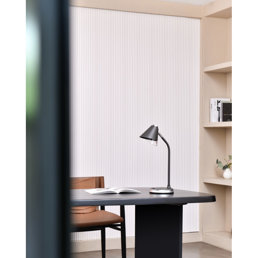 Dimmbare LED-Tischleuchte mit kabelloser Aufladung FINCH LED/9W/12/230V grau/glänzendes Chrom