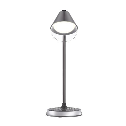 Dimmbare LED-Tischleuchte mit kabelloser Aufladung FINCH LED/9W/12/230V grau/glänzendes Chrom