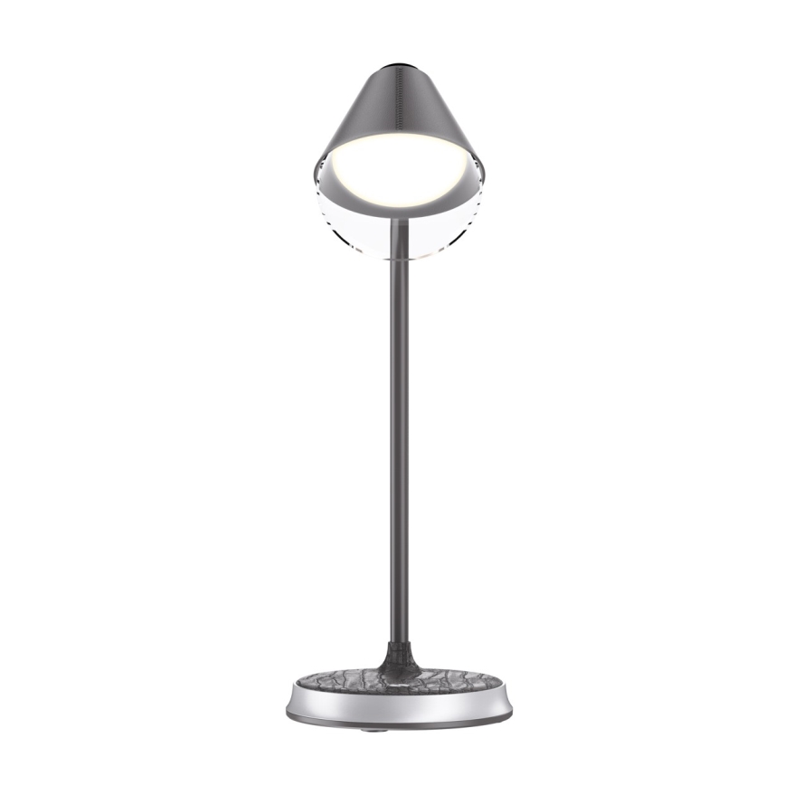 Dimmbare LED-Tischleuchte mit kabelloser Aufladung FINCH LED/9W/12/230V grau/glänzendes Chrom