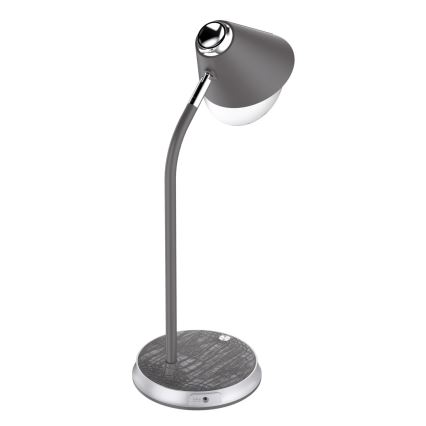 Dimmbare LED-Tischleuchte mit kabelloser Aufladung FINCH LED/9W/12/230V grau/glänzendes Chrom