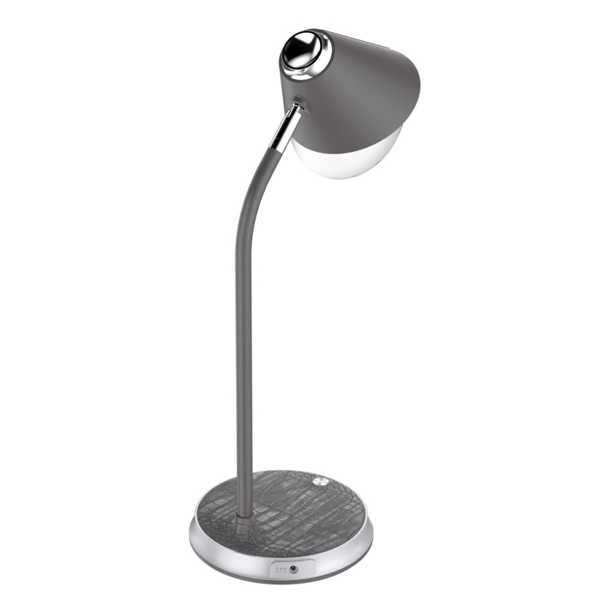 Dimmbare LED-Tischleuchte mit kabelloser Aufladung FINCH LED/9W/12/230V grau/glänzendes Chrom