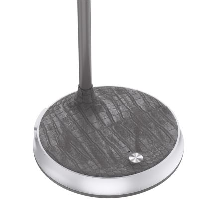 Dimmbare LED-Tischleuchte mit kabelloser Aufladung FINCH LED/9W/12/230V grau/glänzendes Chrom