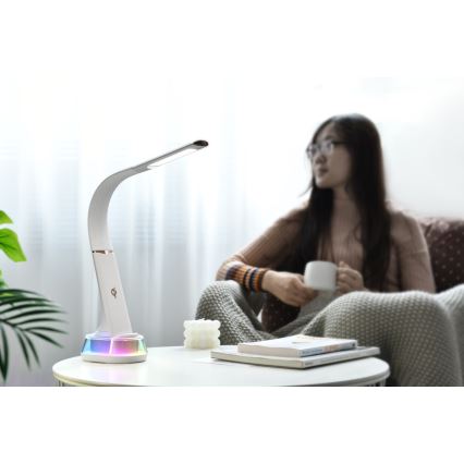 LED RGB dimmbare Tischlampe mit kabelloser Ladefunktion CORELLA LED/7W/12/230V schwarz