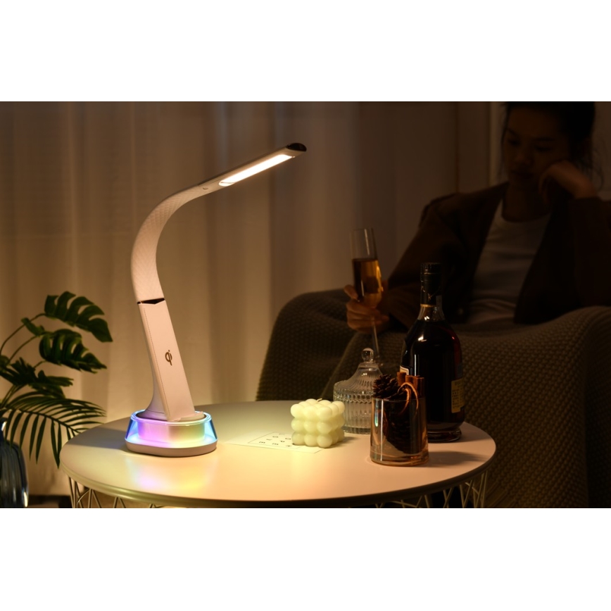 LED RGB dimmbare Tischlampe mit kabelloser Ladefunktion CORELLA LED/7W/12/230V schwarz