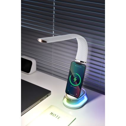 LED RGB dimmbare Tischlampe mit kabelloser Ladefunktion CORELLA LED/7W/12/230V schwarz